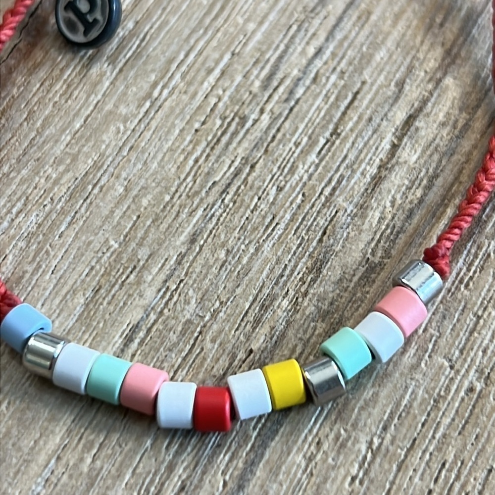 Pura Vida Bracelet Bundle Peach Orange Coral Shell Seed Bead Silver String Rare - Picture 3 of 8